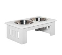 PawHut Raised Dog Bowl with Stand for Medium Dogs 58L x 31W x 25H cm White