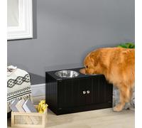 PawHut Raised Dog Bowls for Large Dogs Feeding Station w/ Stand, Storage - Black