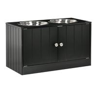 PawHut Raised Dog Bowls for Large Dogs Feeding Station w/ Stand - Storage - Black | TJ Hughes