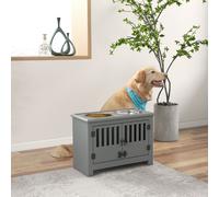 PawHut Raised Dog Bowls for Large Dogs Pet Feeding Station Two Bowls Grey