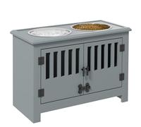 PawHut Raised Dog Bowls for Large Dogs Feeding Station w/Stand, Storage - Grey