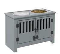 PawHut Raised Dog Bowls for Large Dogs Feeding Station w/Stand, Storage - Grey
