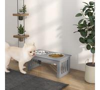 PawHut Raised Dog Bowl Feeding Bowls with Stand for Medium Dogs Elevated Pet Bowls Water Food Feeder 58L x 31W x 25H cm - Grey