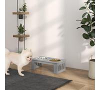 PawHut Raised Dog Bowls Pet Feeder Raised Elevated Stainless Steel Food Grey