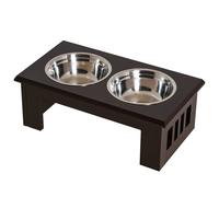 Pawhut Raised Dog Bowls Pet Feeder Raised Elevated Stainless Steel Food In Brown Brown
