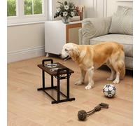 Pawhut Raised Dog Bowls With 4 Heights Adjustable And 3 Adjustable Angles In Brown Brown
