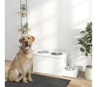 PawHut Raised Dog Bowls with Slow Feeder Mat & Semi-Auto Dispenser Function