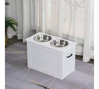 PawHut Stainless Steel Raised Dog Feeding Bowls with Stand for Extra Small and S - White