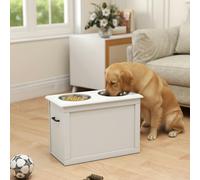 PawHut Stainless Steel Raised Dog Feeding Bowls with Stand for Extra Small and S - White