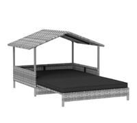 PawHut Rattan Dog House, Extendable Outdoor Wicker Dog Bed w/ Water-Resistant Roof, Removable Cushion, for Small and Medium Dogs - Cream White Light Grey