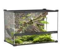 PawHut 48L Glass Terrarium, Reptile Vivarium with Stone Background - Black