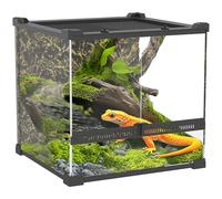 PawHut Glass Terrarium, Reptile Vivarium with Stone Background, Black - Black - Tempered Glass, Steel Wire, ABS, PU - 1