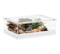 PawHut Reptile Terrarium, 40 x 30 x 15cm Vivarium with Top Sliding Door, 360° Acrylic Reptile Tank Breeding Box with Vents, for Snake, Frog, Spider, Gecko, Tarantula, Stick Insect, Praying Mantis