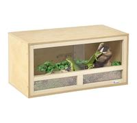 Pawhut Reptile Terrarium Vivarium Reptile Habitat W/ Sliding Doors For Lizards In Brown Brown