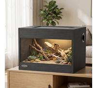 Pawhut Reptile Vivarium With Sliding Glass Doors And Top Ventilation, Black