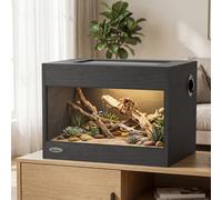 PawHut Reptile Terrarium, High-Strength Reptile Vivarium with Sliding Glass Doors, Secure Lock and Top Ventilation, Tarantula Enclosure for Bearded Dragon, Snake and Gecko, 60 x 45 x 45 cm, Black