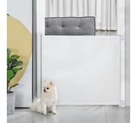 PawHut Retractable Pet Safety Gate, Folding Stair Barrier, Guard Door - White
