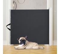 PawHut Retractable Safety Gate Dog Pet Barrier Folding Protector Home Doorway Room Divider Stair Guard Grey 115L x 82.5H cm