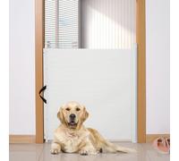PawHut Retractable Safety Gate Dog Pet Barrier Folding Protector Home Doorway Room Divider Stair Guard White 115Lx82.5H cm
