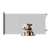 PawHut Retractable Stair Gate, Dog Gate Extends Up to 180 cm Wide, Grey, Grey