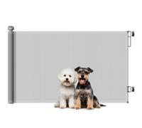 PawHut Retractable Stair Gate for Dogs, 140 cm Wide, 86.5 cm Tall, Grey | Extra Wide Dog Gate, for Doorways, Stairways, Hallways, Indoor and Outdoor