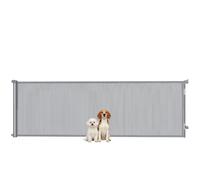 PawHut Retractable Stair Gate for Dogs, 300 cm Wide & 104 cm Tall Grey | Pet Gate, One Handed Operation, for Stairs, Hallways, Doorways, Indoor and Outdoor