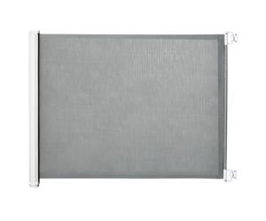 PawHut Retractable Stair Gate for Dogs 82.5cm Tall Extends up to 115cm Grey | Pet Mesh Safety Gate for Doorways, Stairs, Hallways, Indoor Outdoor