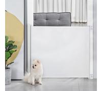 PawHut Retractable Stair Gate for Dogs, Pet Mesh Safety Gate Extends up to 115cm for Doorways Indoor- White White