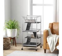PawHut Rolling Small Animal Cage for Chinchillas Ferrets Kittens W/Ramp Grey