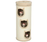 PawHut Scratching Barrel, Sisal Scratching Tower with Plush Trim, 3 Levels with Platform, Stable, Ø 38 x 96 cm Cream