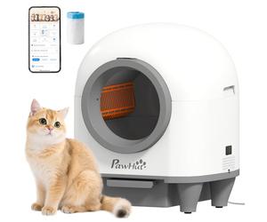 PawHut Self Cleaning Cat Litter Tray, 80L Extra Large Automatic Cat Litter Box with APP Control, Safety Protection, Odor Removal, Kitten Smart Toilet with Rubbish Bag for Multiple Kittens