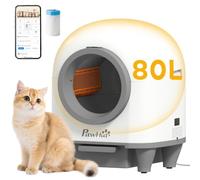 PawHut Self Cleaning Cat Litter Tray 80L Extra Large for Multiple Kittens | Automatic Cat Litter Box, APP Control, Safety Protection, Odor Removal, Kitten Smart Toilet, Rubbish Bag
