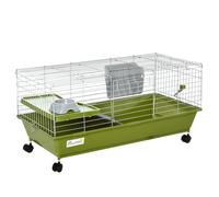 PawHut Small Animal Cage, 35" Chinchilla Guinea Pig Hutch, Includes Platform, Ramp, Dish, Wheels, Water Bottle Aosom UK