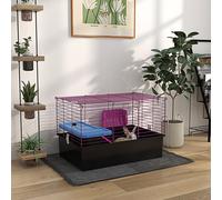 PawHut Small Animal Cage, Rabbit Guinea Pig Hutch, Pet Playhouse, Black