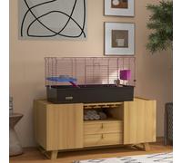 Pawhut Small Animal Cage, Rabbit Guinea Pig Hutch, Pet Playhouse, Black