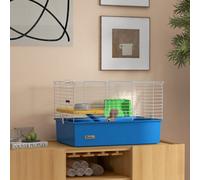 Pawhut Small Animal Cage, Rabbit Guinea Pig Hutch, Pet Playhouse, Blue