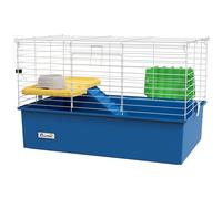 Pawhut Small Animal Cage, Rabbit Guinea Pig Hutch, Pet Playhouse In Blue Blue