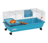 Pawhut Small Animal Cage Rabbit Guinea Pigs Chinchillas Cage W/ Water Bottle In Blue Blue