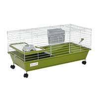 PawHut Small Animal Cage Rabbit Guinea Pigs w/Wheels 89x44x43 cm Green