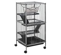 PawHut Small Animal Cage with Wheels for Chinchillas Ferrets Light Silver