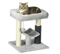 Pawhut Small Cat Tree With Scratching Post Bed Toy For Indoor Cats, Grey