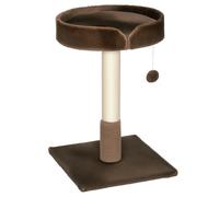 PawHut Small Cat Tree for Indoor Cats Scratching Post 45x45x70 cm Brown | Sisal, Kitten Bed, Cushion, Ball Toy