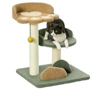 PawHut Small Cat Tree for Indoor Cats, Scratching Posts with 2 Beds, Toy Ball, 43 x 39 x 52cm