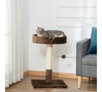 PawHut Small Cat Tree with Sisal Scratching Post Kitten Bed Ball Toy, Brown