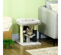 PawHut Kitty Climber: 48cm Cat Tree with Self-Groomer, Scratching Post & Dangling Ball, Grey Aosom UK