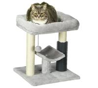 PawHut Small Cat Tree Tower w/ Scratching Posts - Bed - Perch - Self Groomer - Toy | TJ Hughes White