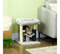 Pawhut Small Cat Tree With Scratching Post Bed Toy For Indoor Cats, Grey
