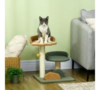 PawHut Small Cat Tree for Indoor Cats, Scratching Posts with 2 Beds, Toy Ball, 43 x 39 x 52cm