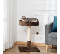 PawHut Small Cat Tree for Indoor Cats with Sisal Scratching Post Kitten Bed Cushion Ball Toy, Brown, 45x45x70 cm