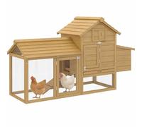 PawHut Small Chicken Coop with Run Hen House Wood 150.5 x 54 x 87cm